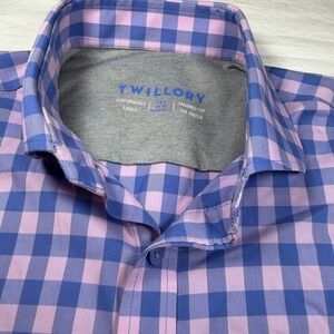 Twillory Performance Long SleeveMen's Size 15.5 34/35 BluePink Tailored Stretch